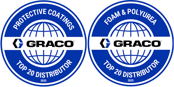 Graco Top 20 distributor emblems for Protective Coatings and Foam / Polyurea recognize excellence for 2025.